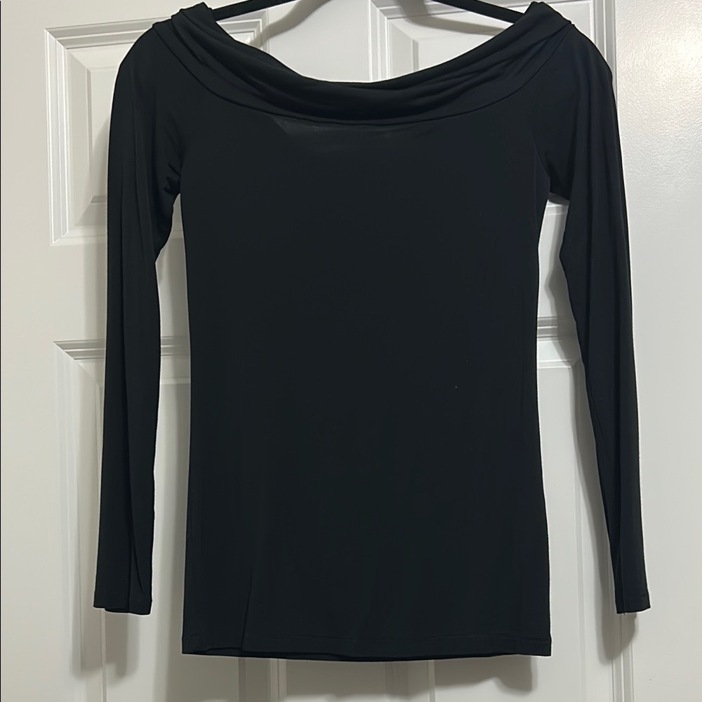Wilfred Black Off the Shoulder Fitted Blouse Long Sleeves